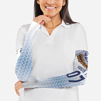Manu Samoa Rugby Custom White Arm Sleeves ʻIe Toga Pattern With Brown Ula fala LT7 - Polynesian Pride