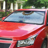Manu Samoa Rugby Custom White Auto Sun Shade ʻIe Toga Pattern With Brown Ula fala LT7 - Polynesian Pride