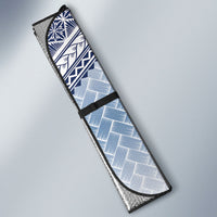 Manu Samoa Rugby Custom White Auto Sun Shade ʻIe Toga Pattern With Brown Ula fala LT7 - Polynesian Pride