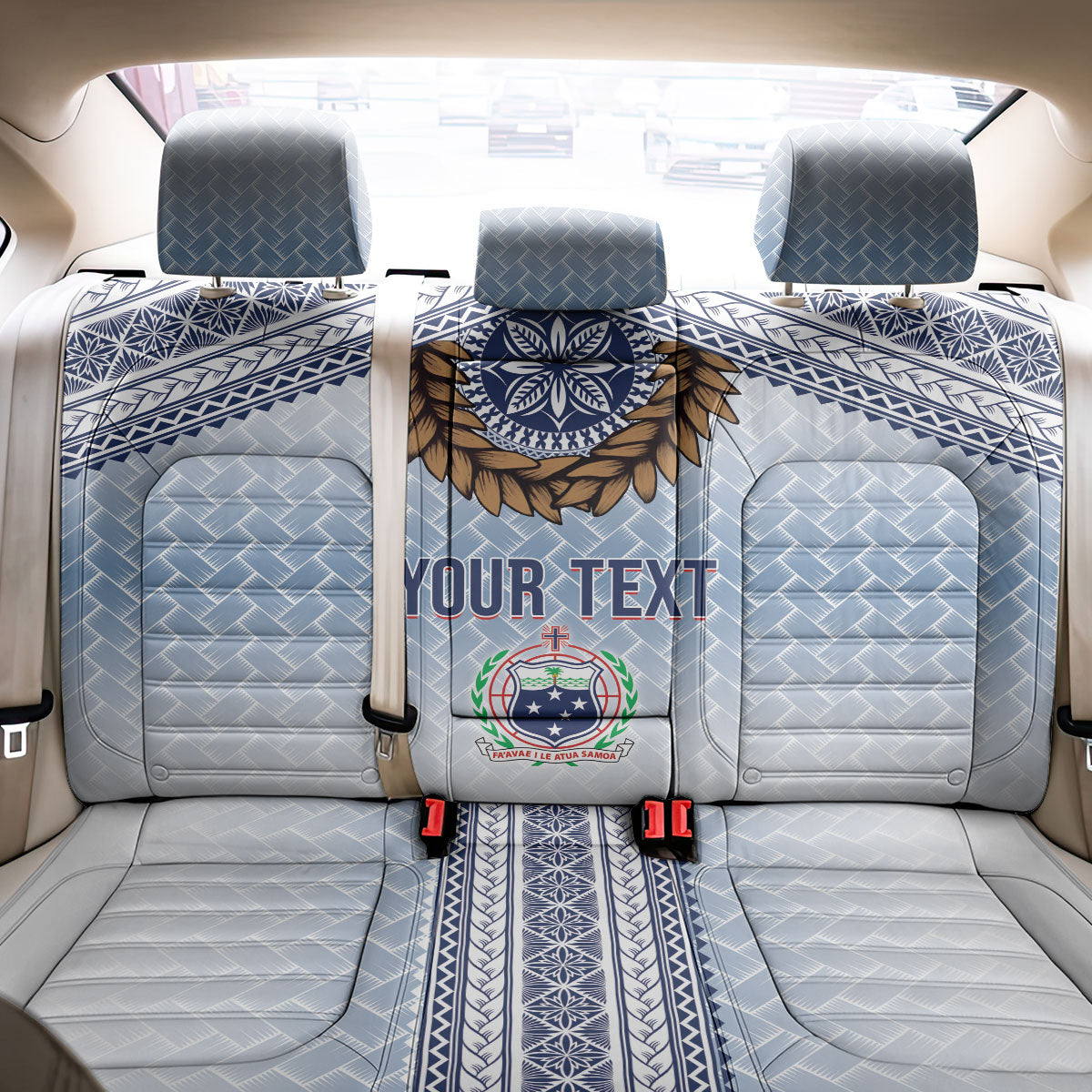 Manu Samoa Rugby Custom White Back Car Seat Cover ʻIe Toga Pattern With Brown Ula fala LT7 - Polynesian Pride