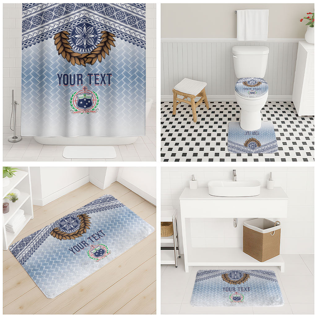 Manu Samoa Rugby Custom White Bathroom Set ʻIe Toga Pattern With Brown Ula fala LT7 - Polynesian Pride