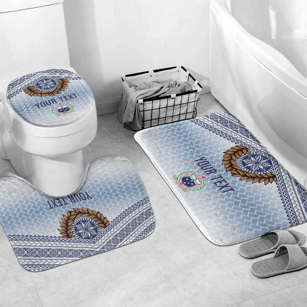 Manu Samoa Rugby Custom White Bathroom Set ʻIe Toga Pattern With Brown Ula fala LT7 Mat Set Only (3 pcs) One Size White - Polynesian Pride