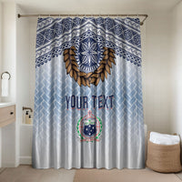 Manu Samoa Rugby Custom White Bathroom Set ʻIe Toga Pattern With Brown Ula fala LT7 Shower Curtain Only White - Polynesian Pride