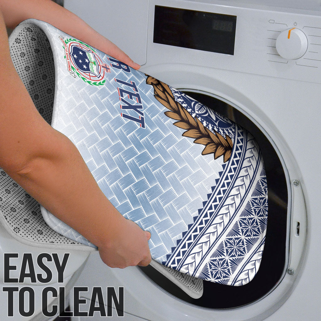 Manu Samoa Rugby Custom White Bathroom Set ʻIe Toga Pattern With Brown Ula fala LT7 - Polynesian Pride