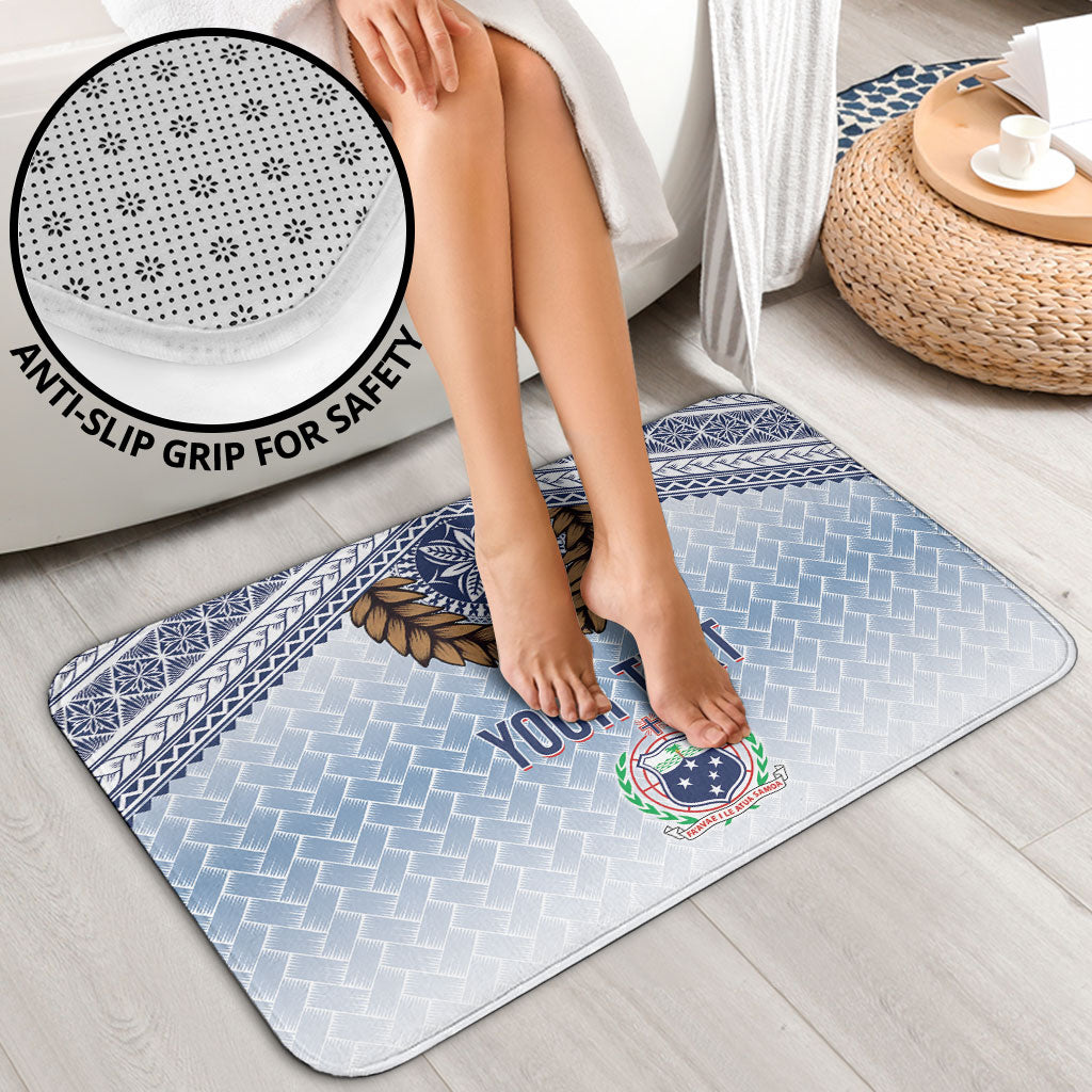 Manu Samoa Rugby Custom White Bathroom Set ʻIe Toga Pattern With Brown Ula fala LT7 - Polynesian Pride