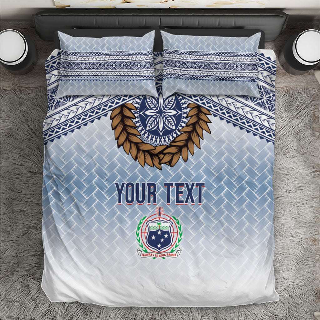 Manu Samoa Rugby Custom White Bedding Set ʻIe Toga Pattern With Brown Ula fala LT7 White - Polynesian Pride