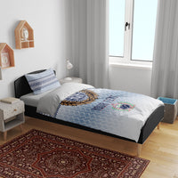 Manu Samoa Rugby Custom White Bedding Set ʻIe Toga Pattern With Brown Ula fala LT7 - Polynesian Pride