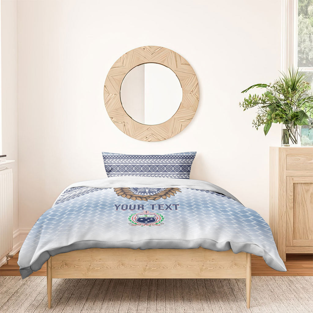 Manu Samoa Rugby Custom White Bedding Set ʻIe Toga Pattern With Brown Ula fala LT7 - Polynesian Pride