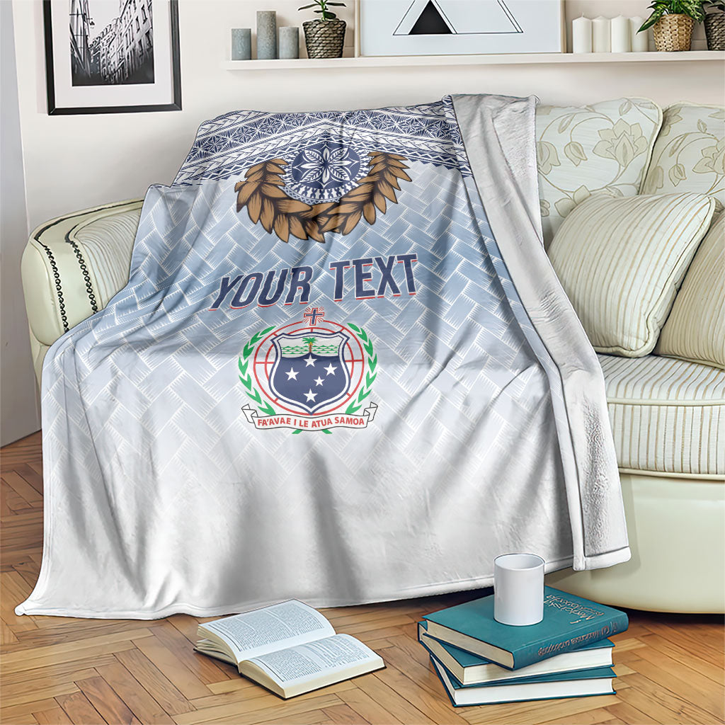 Manu Samoa Rugby Custom White Blanket ʻIe Toga Pattern With Brown Ula fala LT7 White - Polynesian Pride