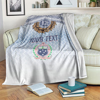 Manu Samoa Rugby Custom White Blanket ʻIe Toga Pattern With Brown Ula fala LT7 White - Polynesian Pride