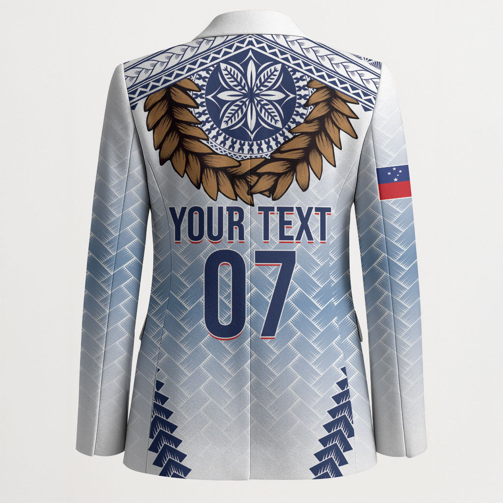 Manu Samoa Rugby Custom White Blazer ʻIe Toga Pattern With Brown Ula fala LT7 - Polynesian Pride