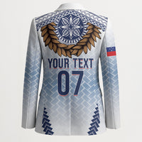 Manu Samoa Rugby Custom White Blazer ʻIe Toga Pattern With Brown Ula fala LT7 - Polynesian Pride