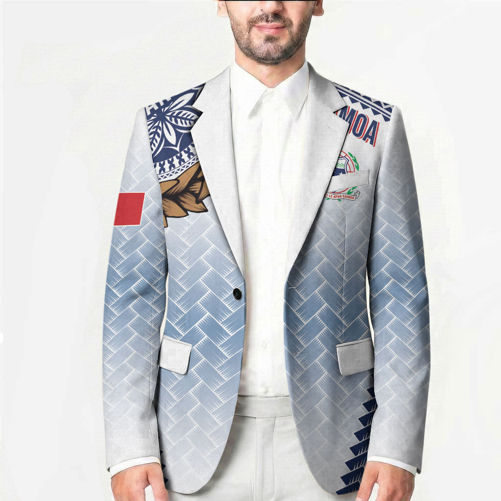Manu Samoa Rugby Custom White Blazer ʻIe Toga Pattern With Brown Ula fala LT7 - Polynesian Pride