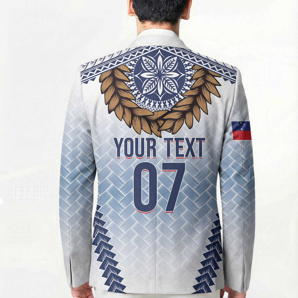 Manu Samoa Rugby Custom White Blazer ʻIe Toga Pattern With Brown Ula fala LT7 - Polynesian Pride