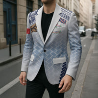 Manu Samoa Rugby Custom White Blazer ʻIe Toga Pattern With Brown Ula fala LT7 - Polynesian Pride