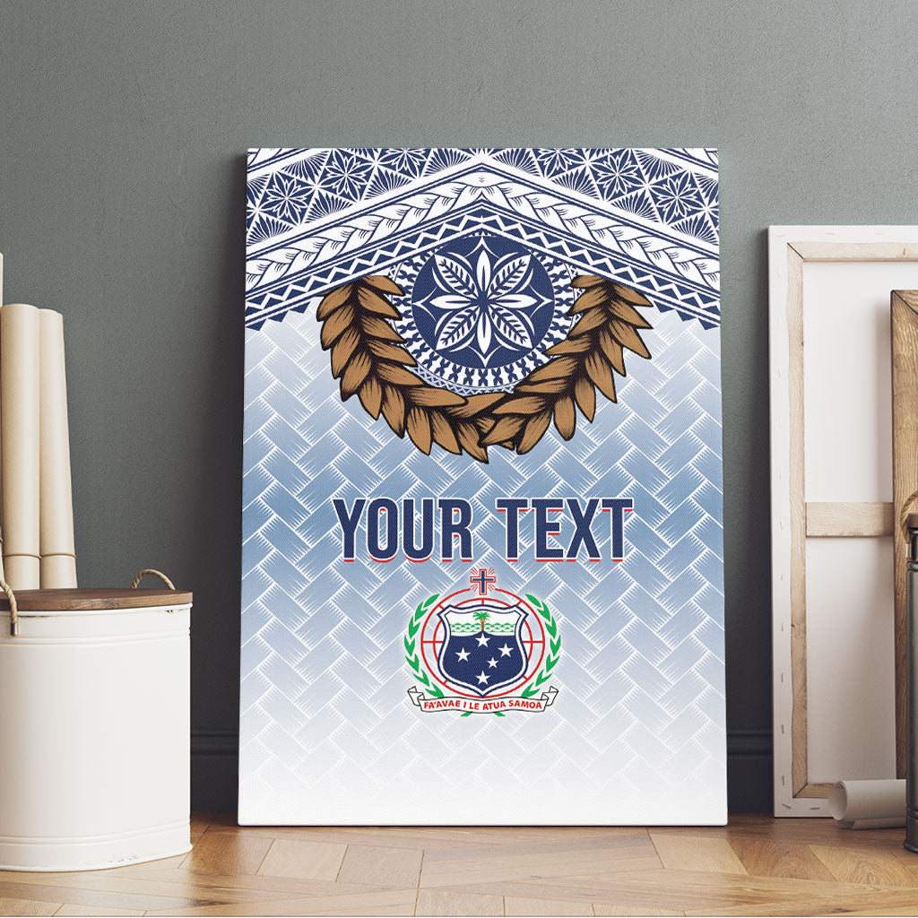 Manu Samoa Rugby Custom White Canvas Wall Art ʻIe Toga Pattern With Brown Ula fala LT7 - Polynesian Pride