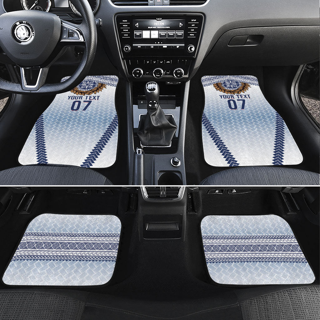 Manu Samoa Rugby Custom White Car Mats ʻIe Toga Pattern With Brown Ula fala LT7 Set 4pcs White - Polynesian Pride