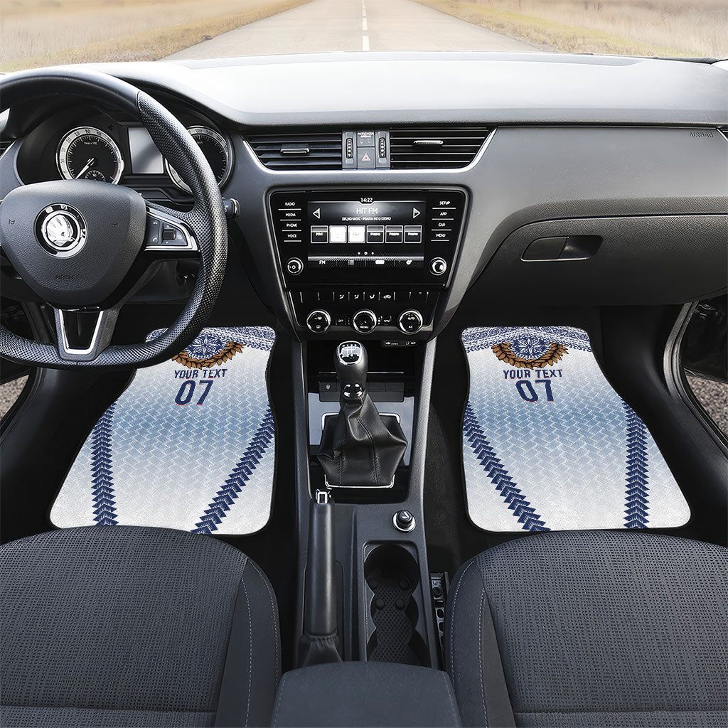 Manu Samoa Rugby Custom White Car Mats ʻIe Toga Pattern With Brown Ula fala LT7 Set 2pcs - Front White - Polynesian Pride