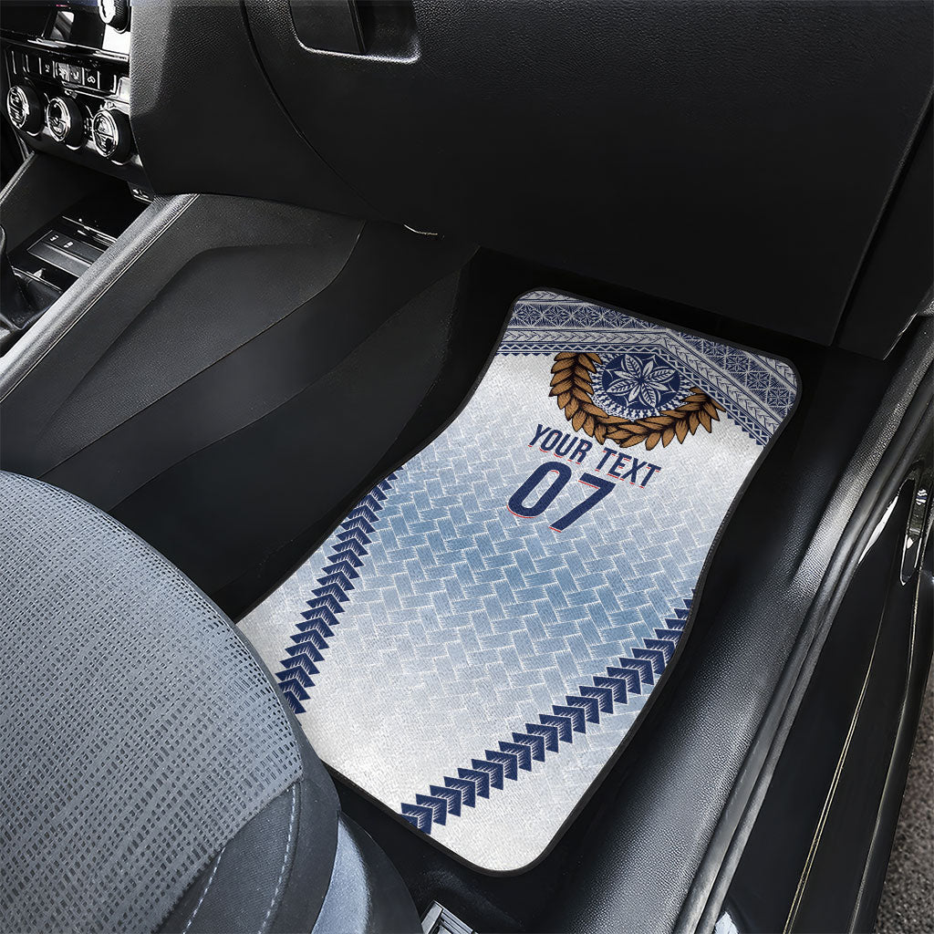 Manu Samoa Rugby Custom White Car Mats ʻIe Toga Pattern With Brown Ula fala LT7 - Polynesian Pride