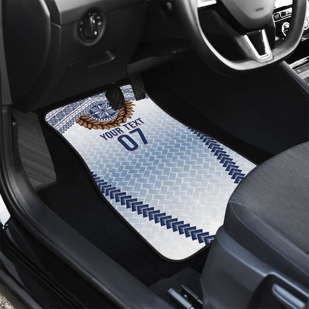 Manu Samoa Rugby Custom White Car Mats ʻIe Toga Pattern With Brown Ula fala LT7 - Polynesian Pride