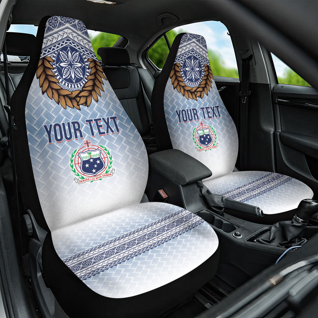Manu Samoa Rugby Custom White Car Seat Cover ʻIe Toga Pattern With Brown Ula fala LT7 One Size White - Polynesian Pride