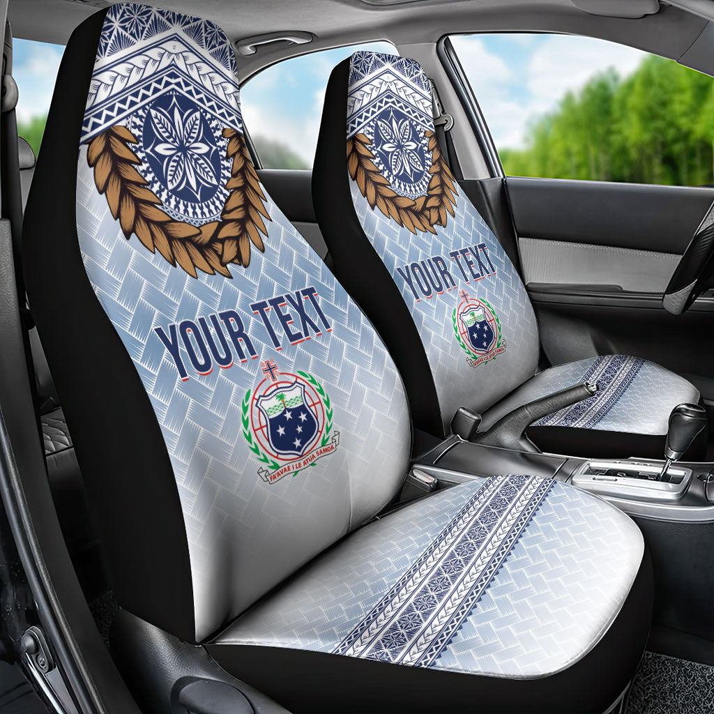 Manu Samoa Rugby Custom White Car Seat Cover ʻIe Toga Pattern With Brown Ula fala LT7 - Polynesian Pride