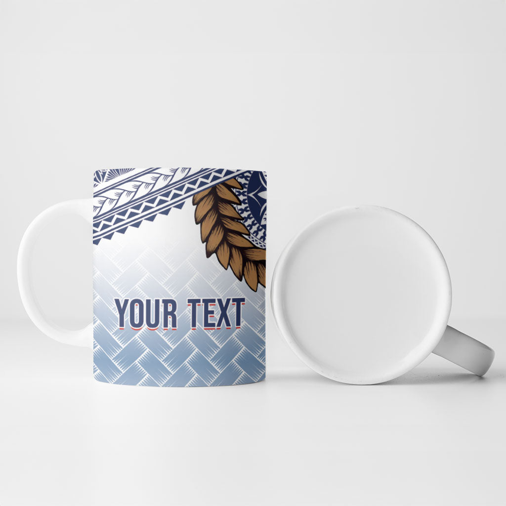 Manu Samoa Rugby Custom White Ceramic Mug ʻIe Toga Pattern With Brown Ula fala LT7 - Polynesian Pride