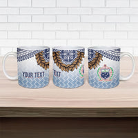Manu Samoa Rugby Custom White Ceramic Mug ʻIe Toga Pattern With Brown Ula fala LT7 - Polynesian Pride