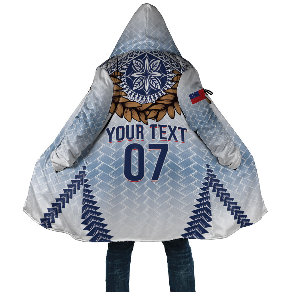 Manu Samoa Rugby Custom White Cloak ʻIe Toga Pattern With Brown Ula fala LT7 Unisex White - Polynesian Pride