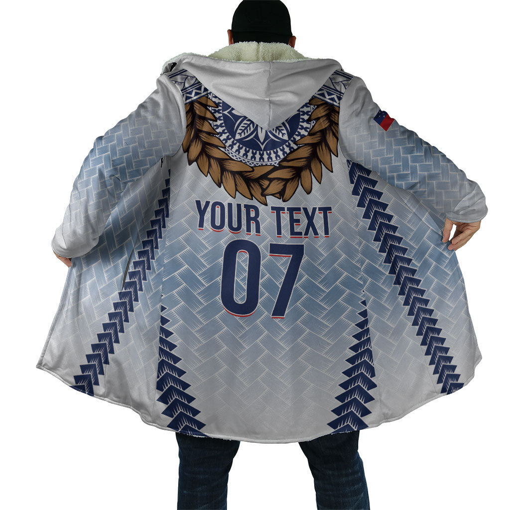 Manu Samoa Rugby Custom White Cloak ʻIe Toga Pattern With Brown Ula fala LT7 - Polynesian Pride