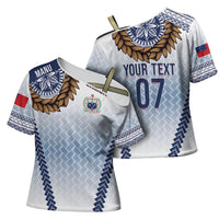 Manu Samoa Rugby Custom White Cross Shoulder Shirt ʻIe Toga Pattern With Brown Ula fala LT7 - Polynesian Pride