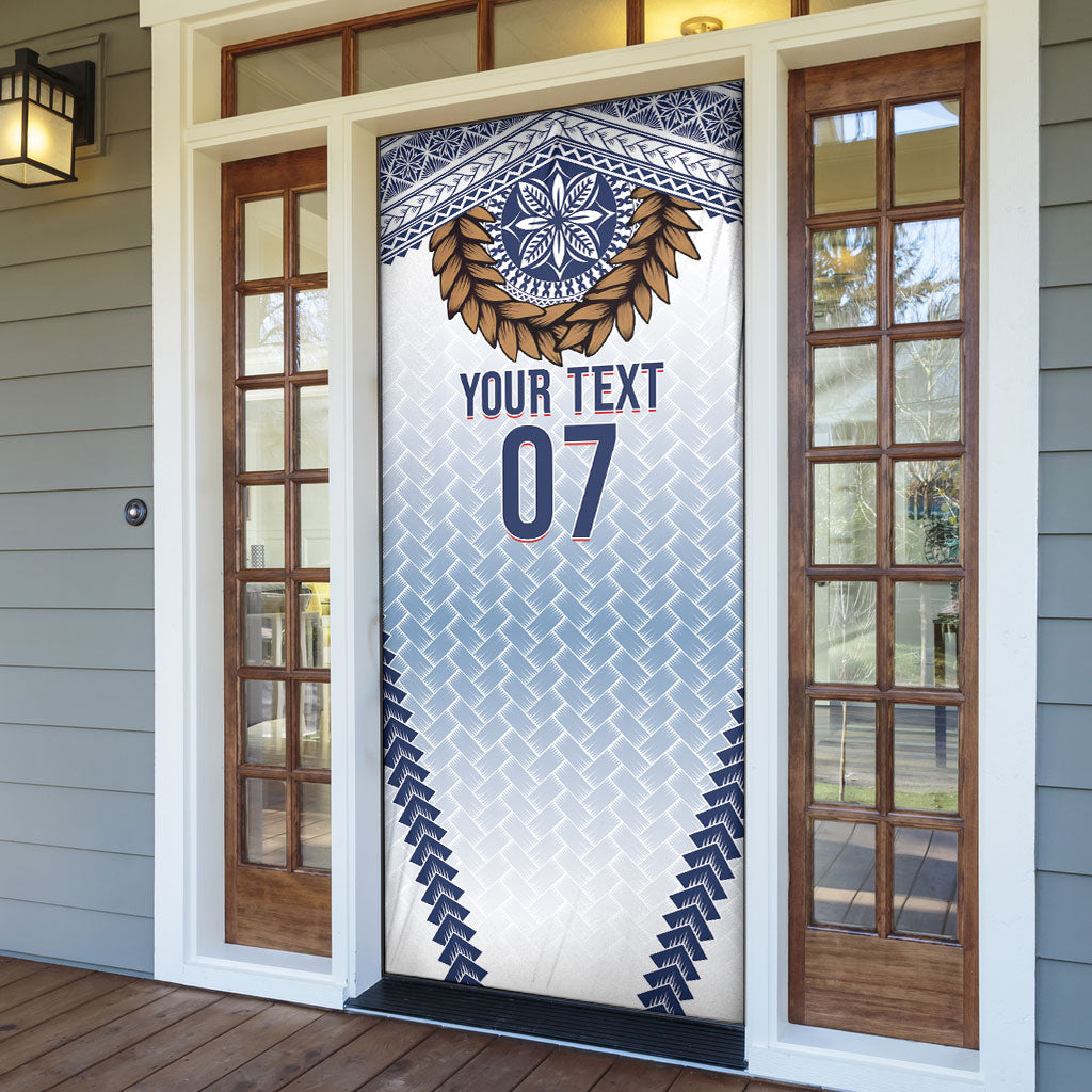 Manu Samoa Rugby Custom White Door Cover ʻIe Toga Pattern With Brown Ula fala LT7 - Polynesian Pride