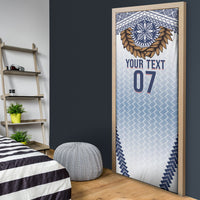 Manu Samoa Rugby Custom White Door Cover ʻIe Toga Pattern With Brown Ula fala LT7 - Polynesian Pride