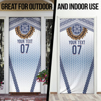 Manu Samoa Rugby Custom White Door Cover ʻIe Toga Pattern With Brown Ula fala LT7 - Polynesian Pride