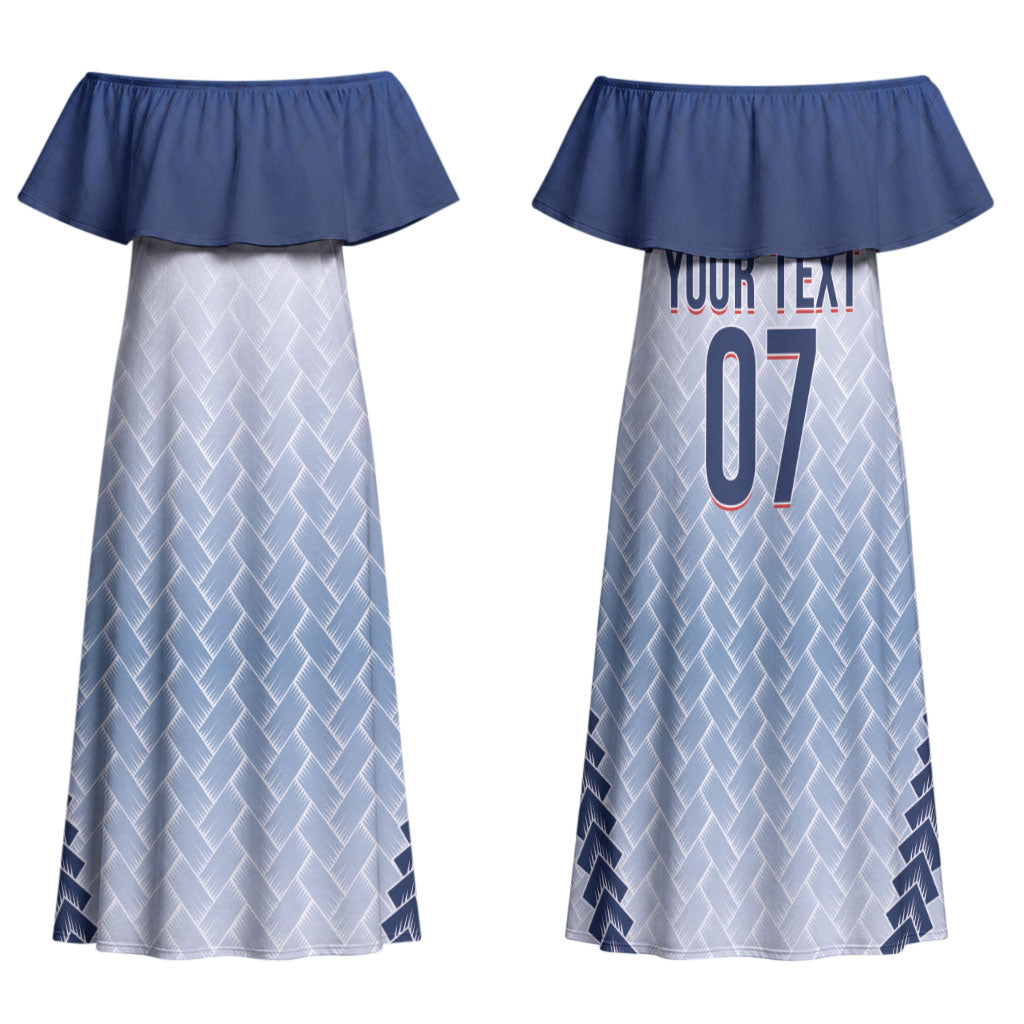 Manu Samoa Rugby Custom White Family Matching Off Shoulder Maxi Dress and Hawaiian Shirt ʻIe Toga Pattern With Brown Ula fala LT7 Mom's Dress White - Polynesian Pride