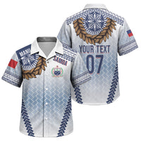 Manu Samoa Rugby Custom White Family Matching Puletasi and Hawaiian Shirt ʻIe Toga Pattern With Brown Ula fala LT7 Son's Shirt White - Polynesian Pride