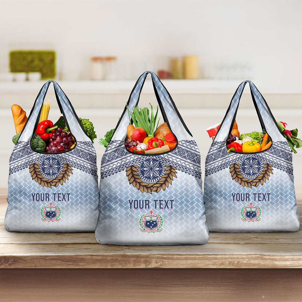 Manu Samoa Rugby Custom White Grocery Bag ʻIe Toga Pattern With Brown Ula fala LT7 3-pack One Size White - Polynesian Pride