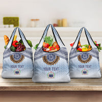 Manu Samoa Rugby Custom White Grocery Bag ʻIe Toga Pattern With Brown Ula fala LT7 3-pack One Size White - Polynesian Pride