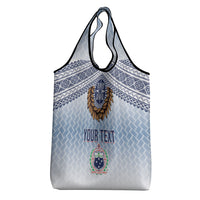 Manu Samoa Rugby Custom White Grocery Bag ʻIe Toga Pattern With Brown Ula fala LT7 - Polynesian Pride