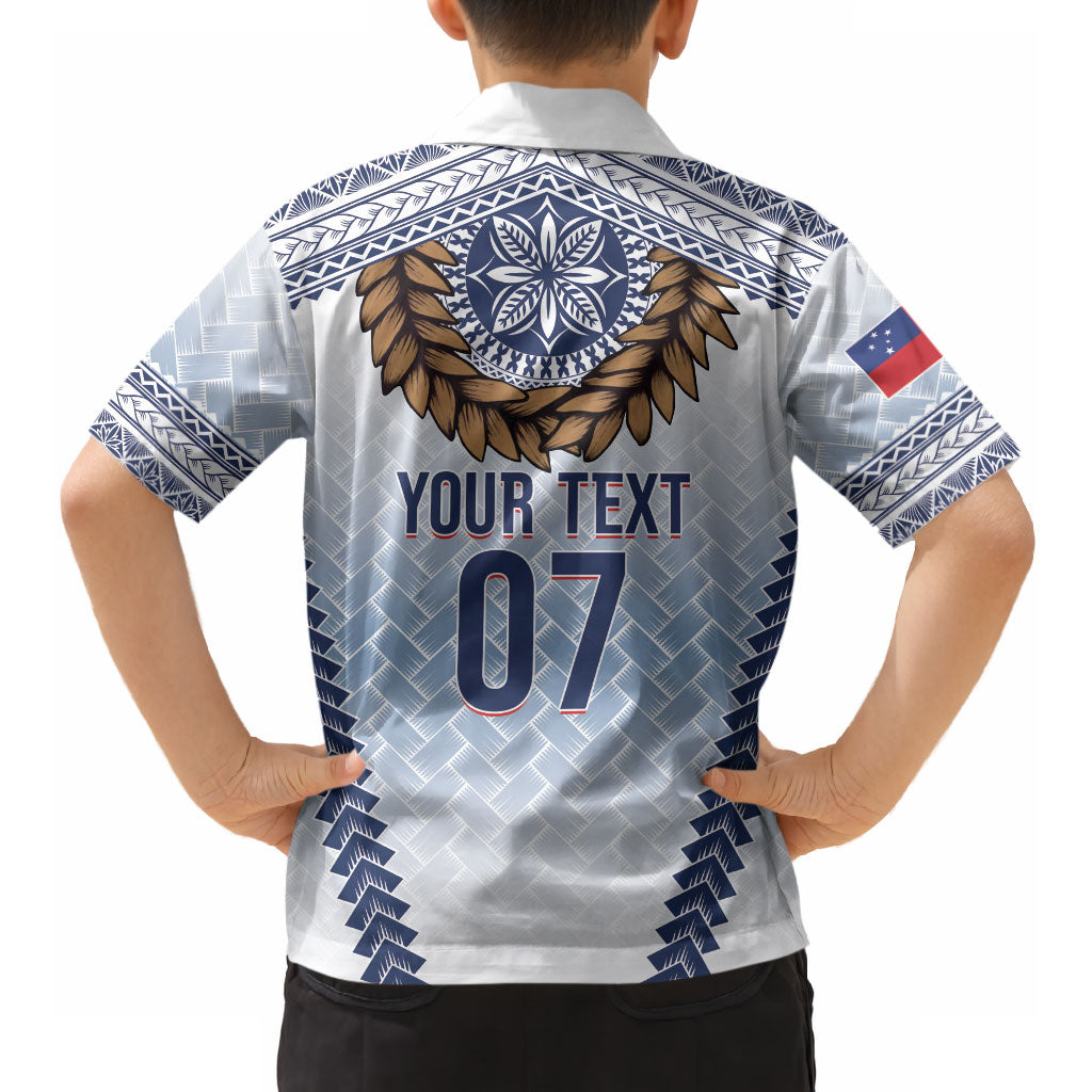 Manu Samoa Rugby Custom White Hawaiian Shirt ʻIe Toga Pattern With Brown Ula fala LT7 - Polynesian Pride