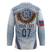 Manu Samoa Rugby Custom White Hockey Jersey ʻIe Toga Pattern With Brown Ula fala LT7 - Polynesian Pride