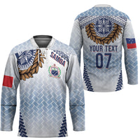 Manu Samoa Rugby Custom White Hockey Jersey ʻIe Toga Pattern With Brown Ula fala LT7 - Polynesian Pride