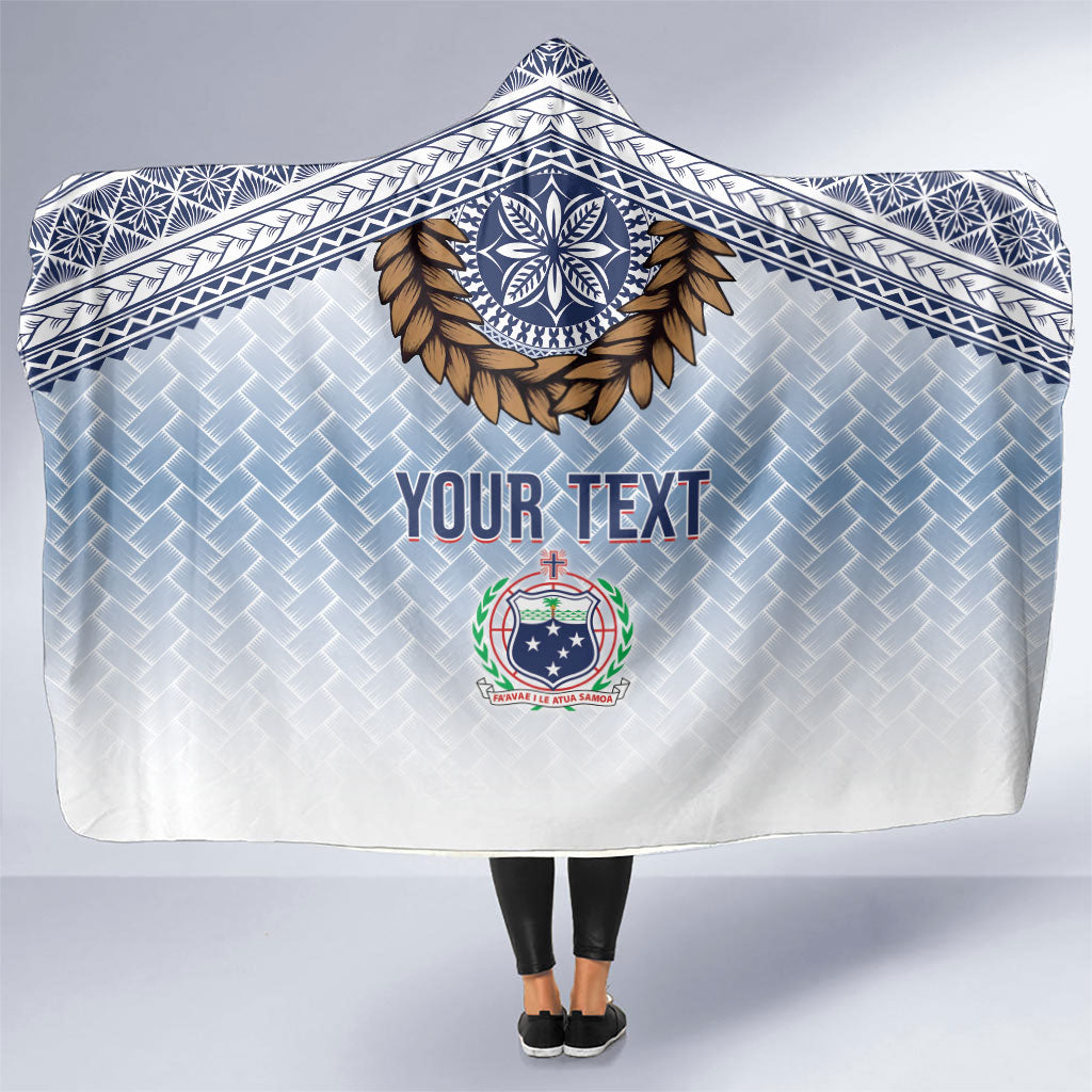 Manu Samoa Rugby Custom White Hooded Blanket ʻIe Toga Pattern With Brown Ula fala LT7 One Size White - Polynesian Pride