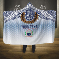 Manu Samoa Rugby Custom White Hooded Blanket ʻIe Toga Pattern With Brown Ula fala LT7 - Polynesian Pride
