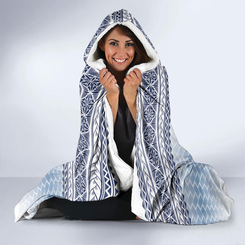 Manu Samoa Rugby Custom White Hooded Blanket ʻIe Toga Pattern With Brown Ula fala LT7 - Polynesian Pride