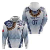 Manu Samoa Rugby Custom White Hoodie ʻIe Toga Pattern With Brown Ula fala LT7 - Polynesian Pride