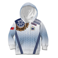 Manu Samoa Rugby Custom White Kid Hoodie ʻIe Toga Pattern With Brown Ula fala LT7 Hoodie White - Polynesian Pride