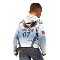 Manu Samoa Rugby Custom White Kid Hoodie ʻIe Toga Pattern With Brown Ula fala LT7 - Polynesian Pride
