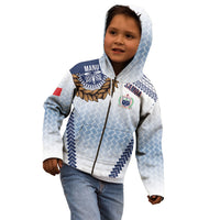 Manu Samoa Rugby Custom White Kid Hoodie ʻIe Toga Pattern With Brown Ula fala LT7 - Polynesian Pride
