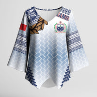 Manu Samoa Rugby Custom White Kimono Sleeve Blouse ʻIe Toga Pattern With Brown Ula fala LT7 Female White - Polynesian Pride